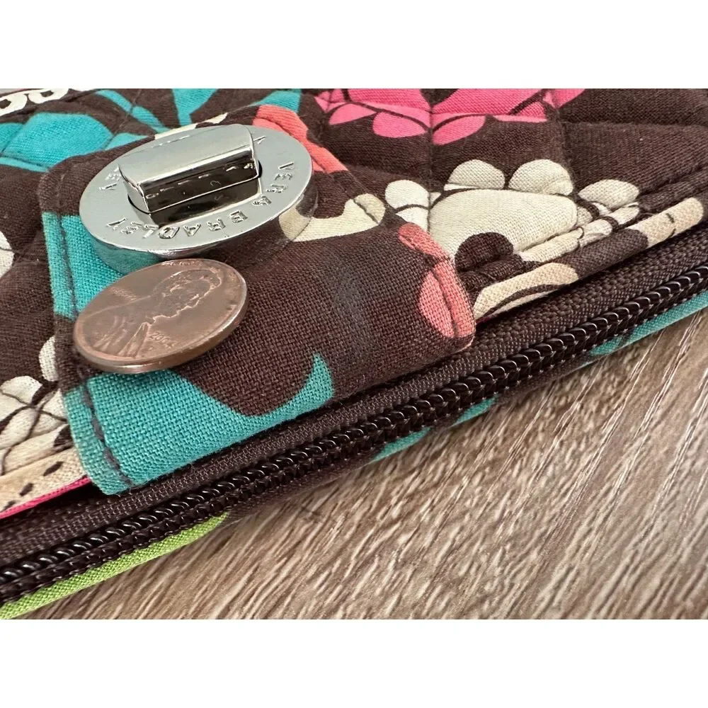 Vera Bradley Lola Turn Lock Wallet Quilted Paisley Retired Pattern Floral Multi - Picture 12 of 15